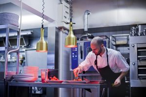 kitchen with commercial electricians work